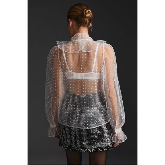 Anthropologie Dolan Sheer Tie-Neck Blouse NWT Size Small - Picture 4 of 15